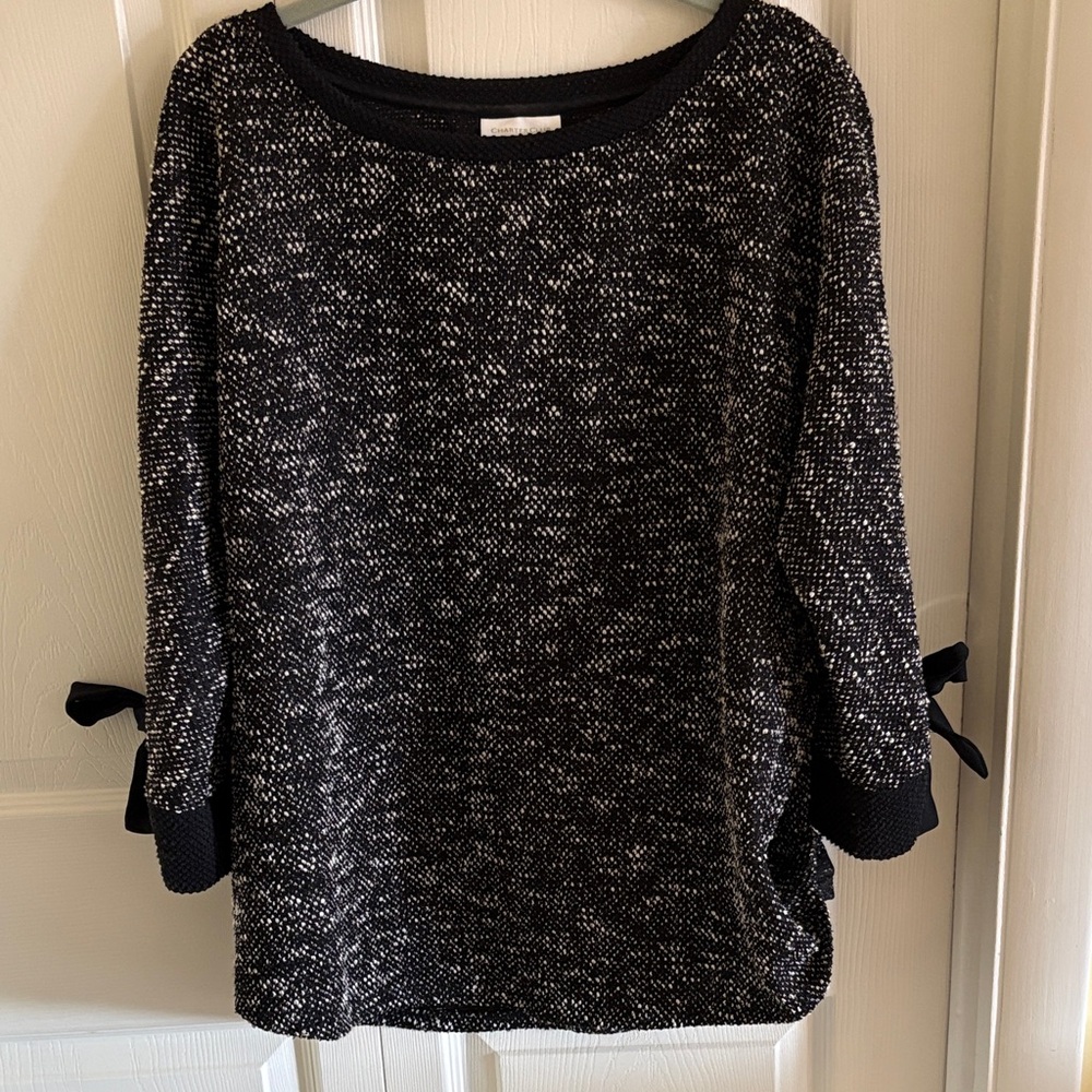 Charter Club Black and White Textured Sweater